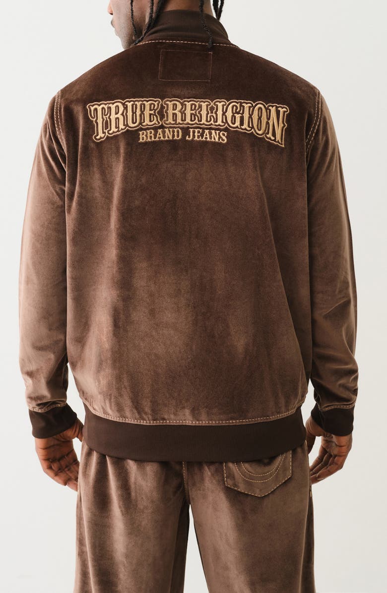 True Religion Big T Mock Neck Zip Bomber Jacket, Alternate, color, Bracken