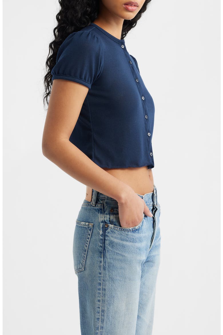 The Boni Short Sleeve Button-Up Top, Alternate, color, NAVY