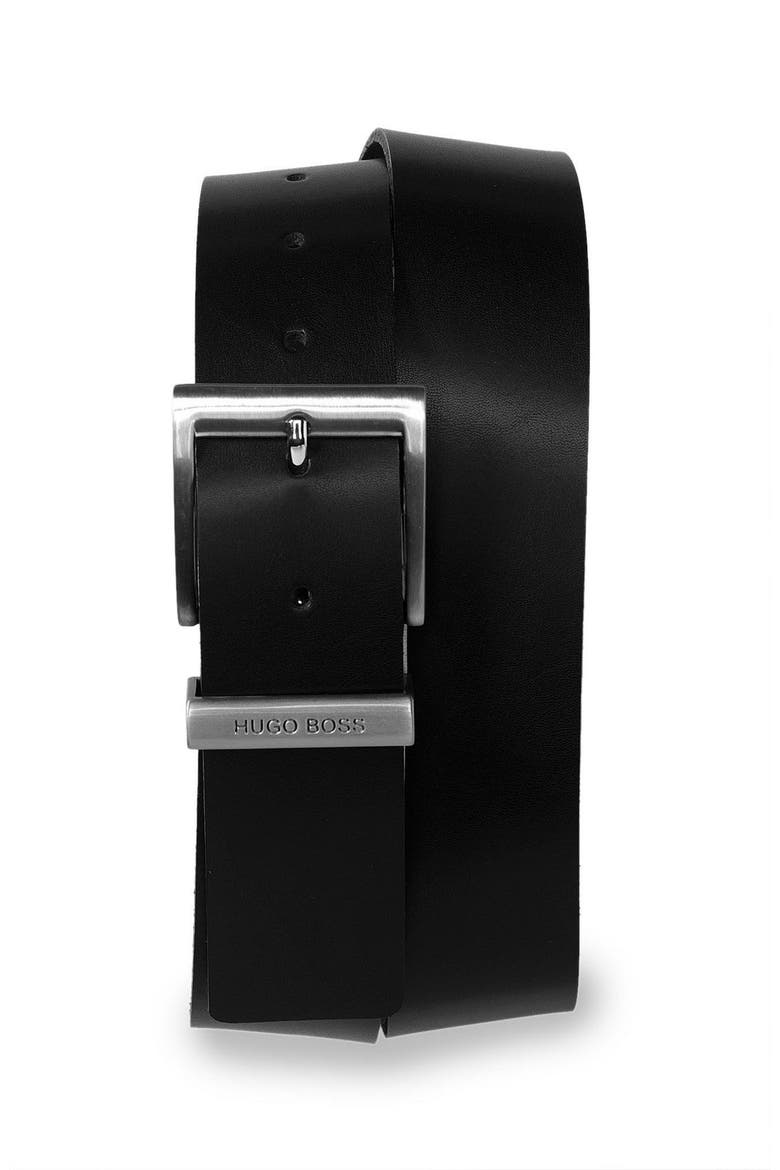 Black '9005' Leather Belt, Main, color, BLACK
