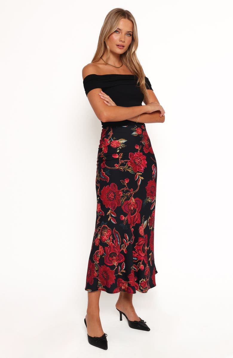 Petal & Pup Evie Maxi Skirt, Alternate, color, Black Floral