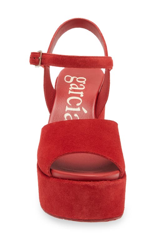 Pedro Garcia Danila Ankle Strap Platform Wedge Sandal In Poppy Castoro