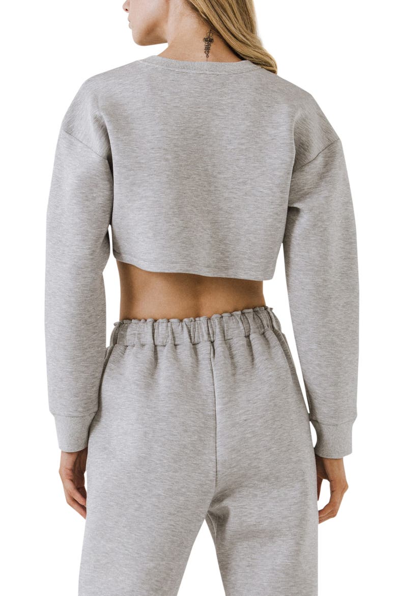 Lounge Wear Crop Crewneck Sweatshirt, Alternate, color, LIGHT HEATHER GREY