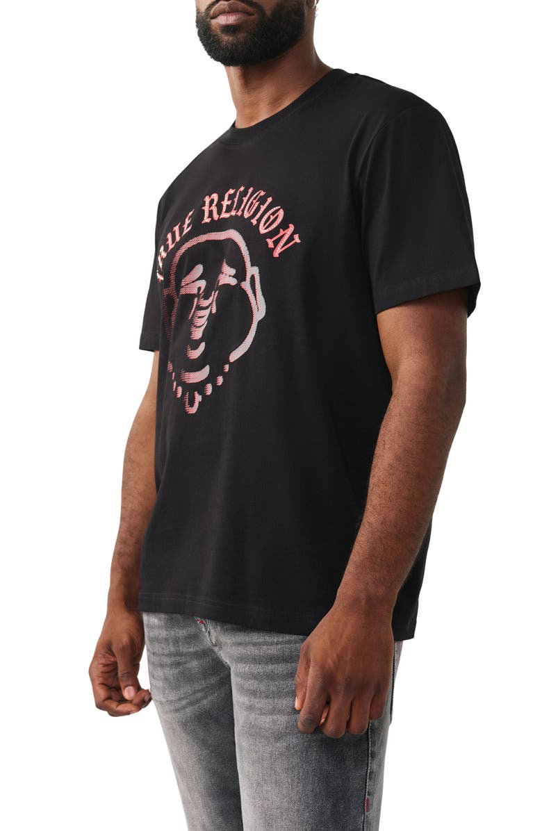 True Religion Studded Buddha Graphic T-Shirt, Alternate, color, Jet Black