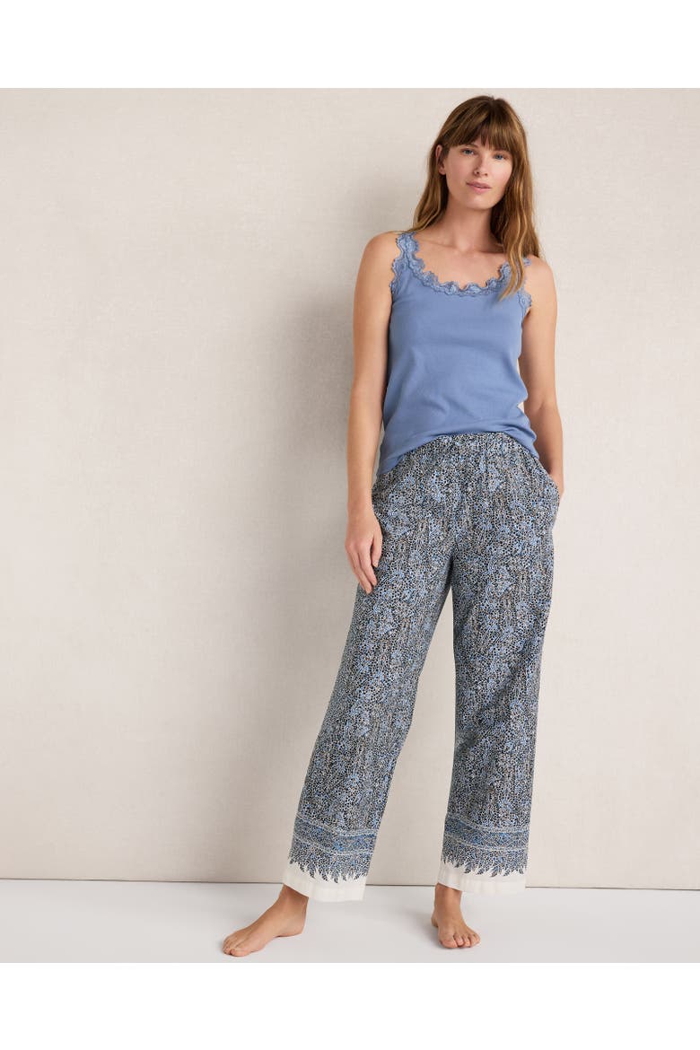 Organic Cotton Poplin Paisley Pants, Main, color, Bright Sapphire Multi
