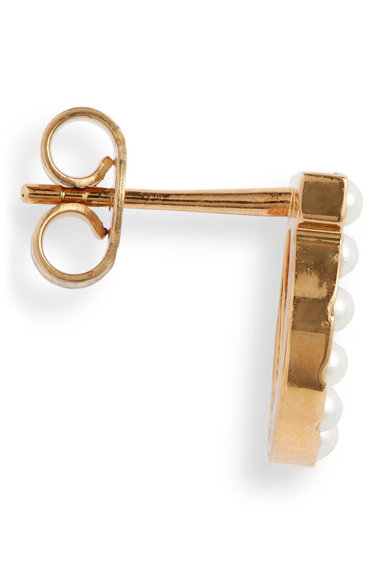 Salvatore Ferragamo Small Gancio Imitation Pearl Stud Earrings, Alternate, color, GOLD/ PEARL