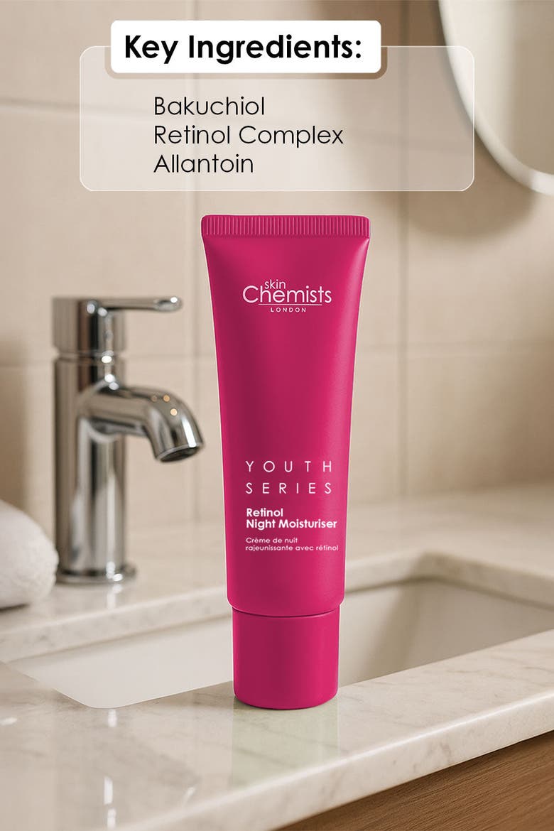 Retinol Bakuchiol Anti-Ageing Night Moisturiser 50ml for Fine Lines, Wrinkles, Firmness & Radiance, Alternate, color, White