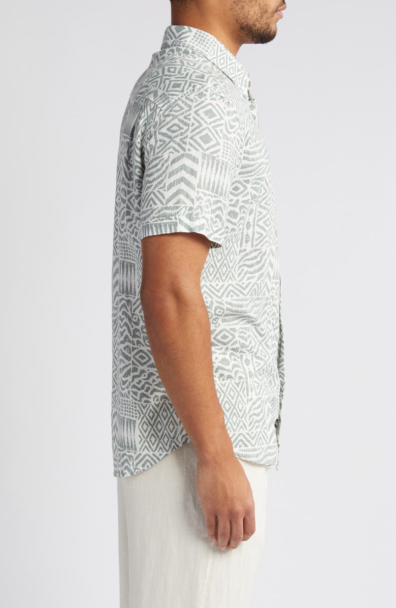 Rails Carson Block Print Short Sleeve Linen Blend Button-Up Shirt, Alternate, color, 