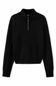 MANGO Perkins Half Placket Sweater