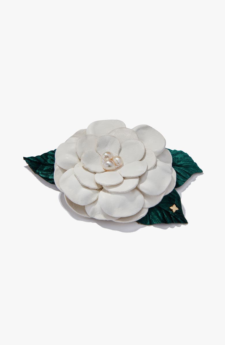 Helena Simon The Small White Gardenia Floral Brooch, Alternate, color, White