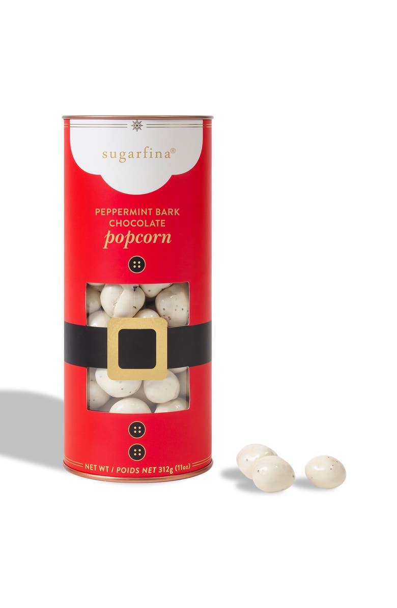 sugarfina Peppermint Bark White Chocolate Popcorn Canister, Main, color,