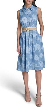 KARL LAGERFELD PARIS Flora Sleeveless Denim Midi Dress
