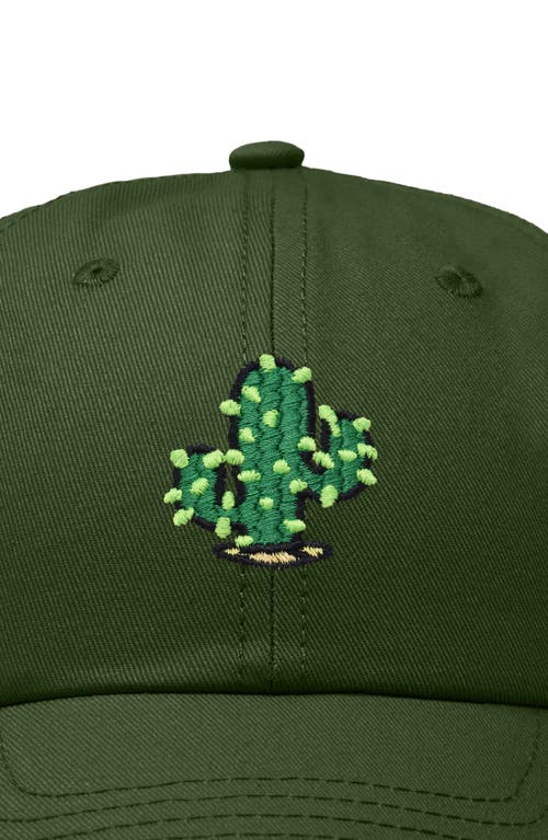 Dalix Cactus Embroidered Low Crown Cap In Olive