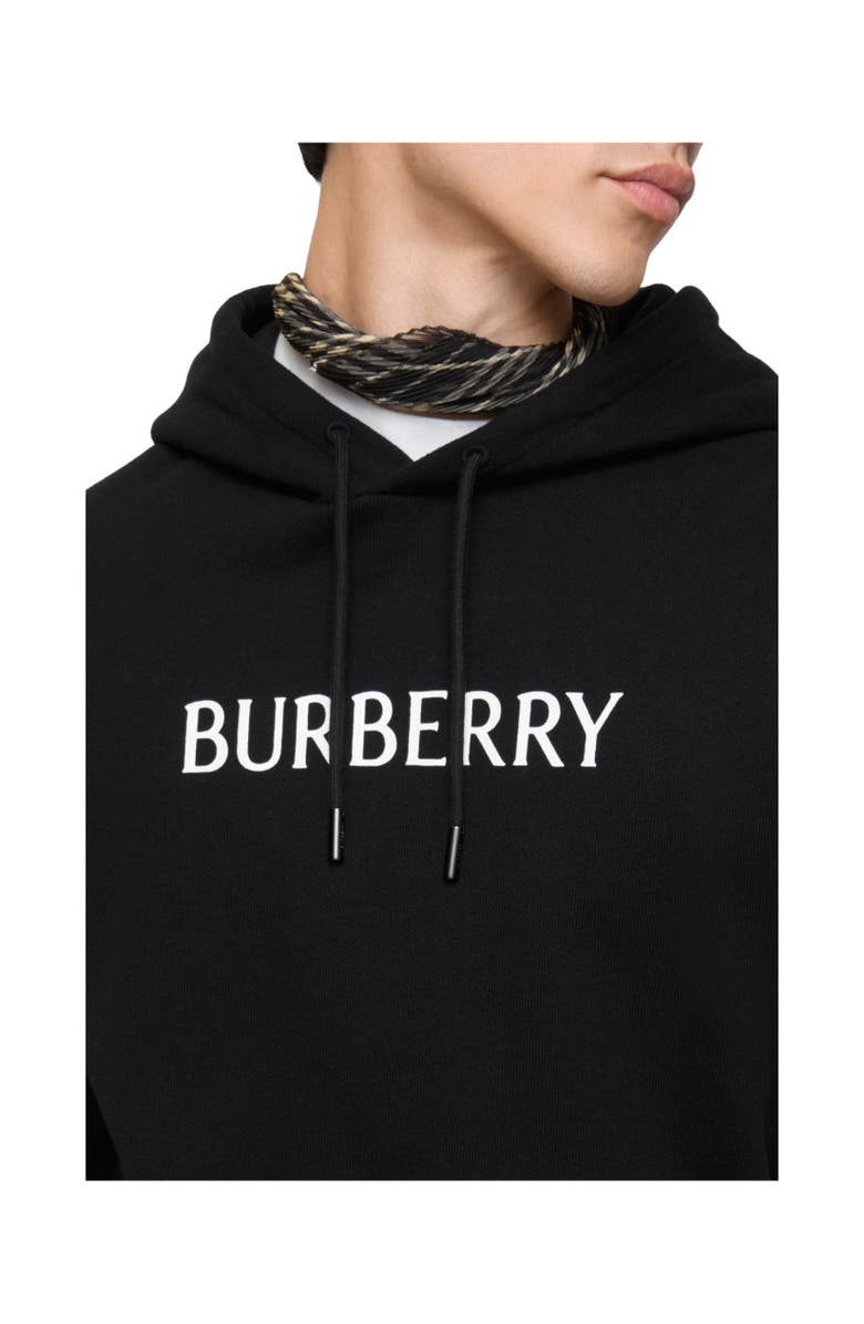 Burberry Logo Cotton Hoodie, Alternate, color, Black