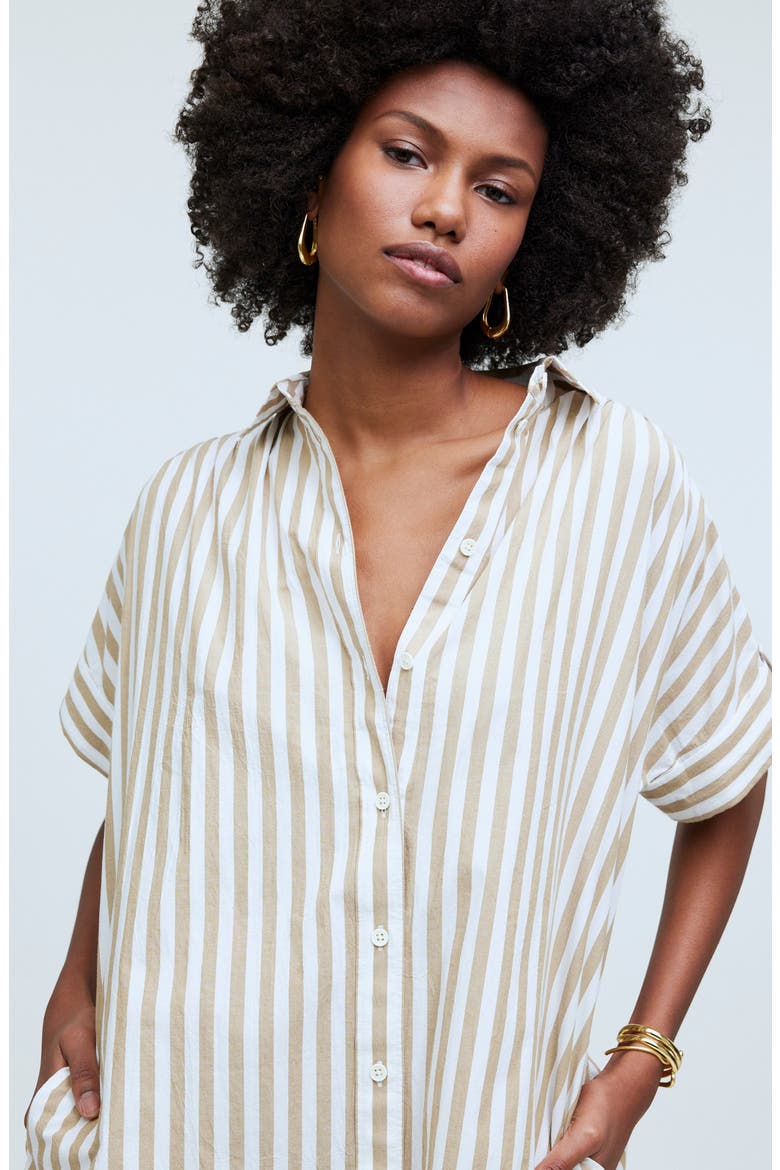 Collared Button Front Mini Shirtdress, Alternate, color, SEED KHAKI