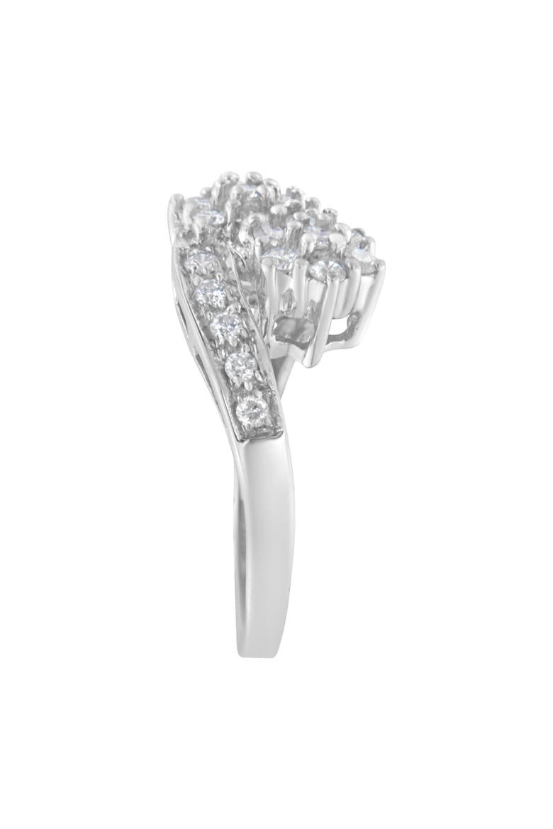 14KT White Gold 7/8 cttw Diamond Cluster Ring Band, Alternate, color, White