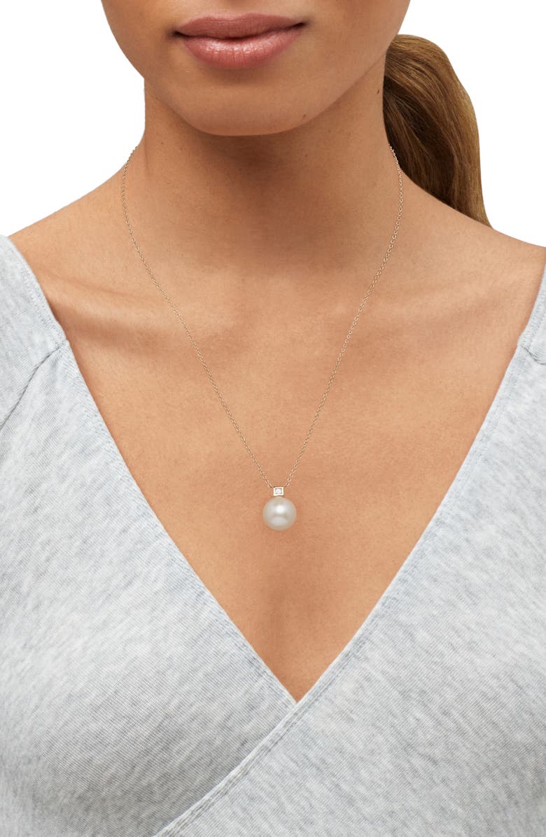 Frankie & Zoe 13-14mm Freshwater Pearl & Diamond Necklace, Alternate, color, Yellow Gold