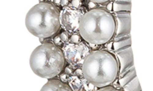 Eye Candy Los Angeles Shirin Faux Pearl Hoop Earrings In Silver