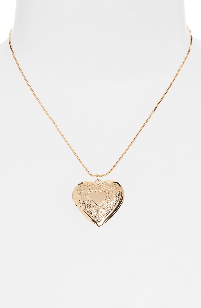BP. Heart Pendant Necklace, Alternate, color, Gold