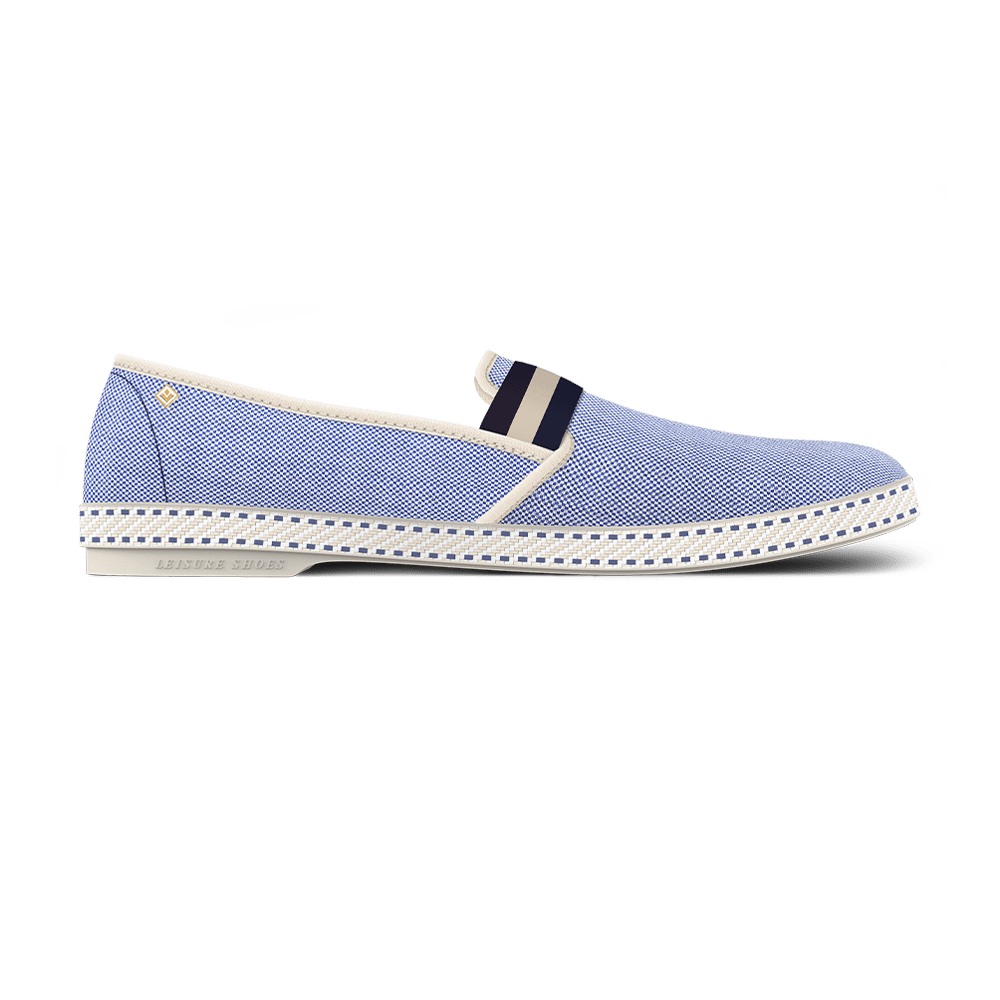 Rivieras Canvas Oxford Loafer with Striped Elastic Band, Main, color, Navy