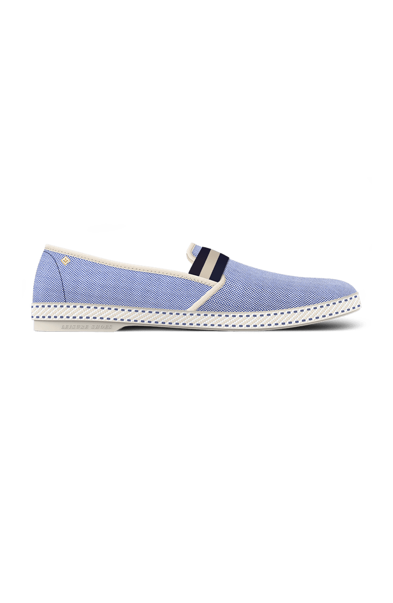 Rivieras Canvas Oxford Loafer with Striped Elastic Band, Main, color, Navy
