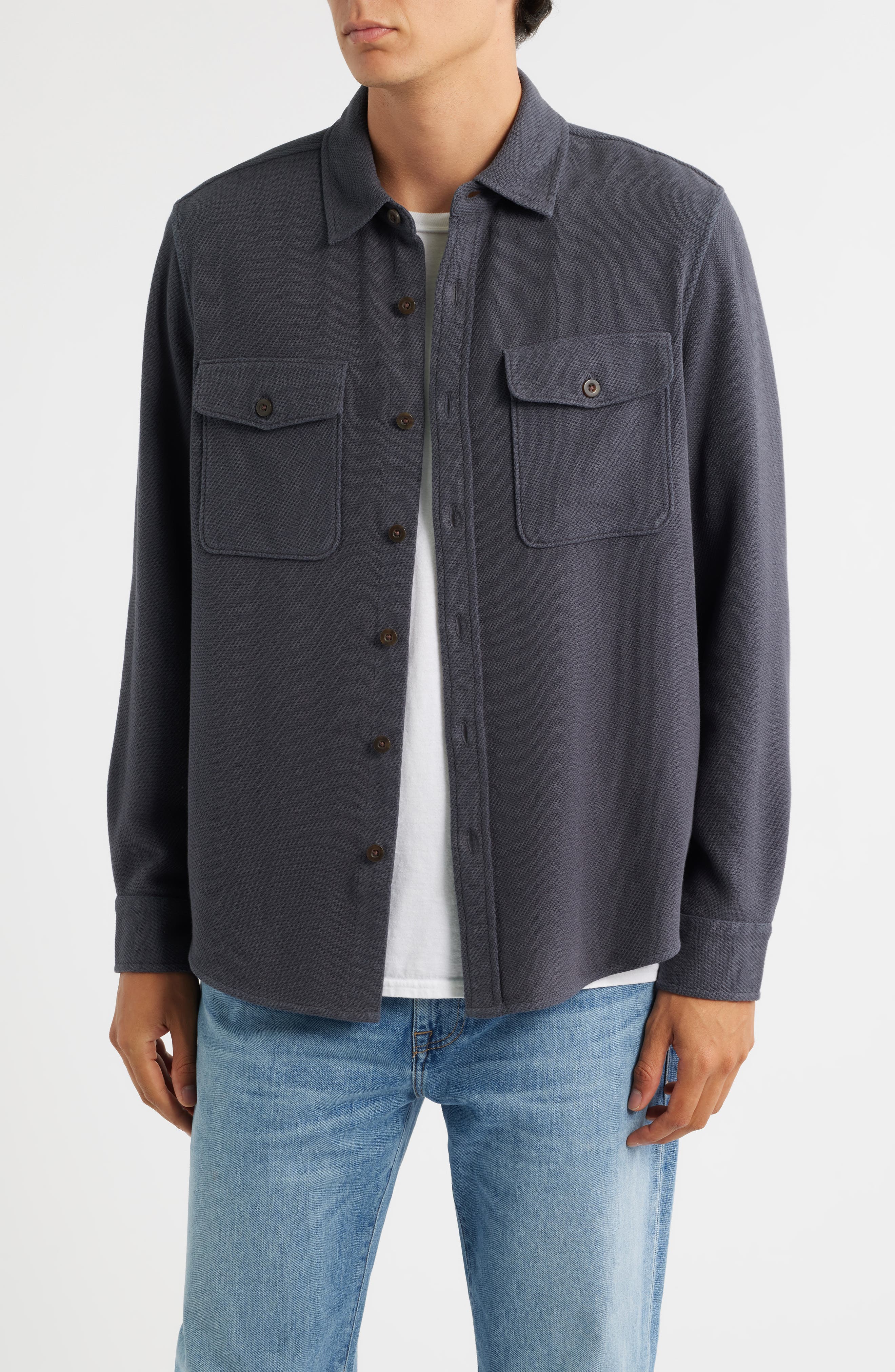 Treasure & Bond Texture Twill Button-Up Shirt