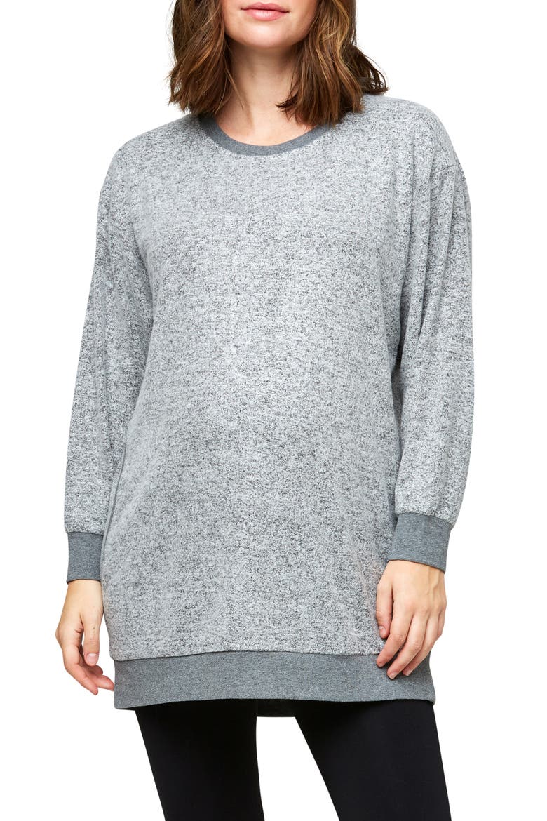 Jo Maternity & Nursing Hooded Sweatshirt, Main, color, GRAY HACCI