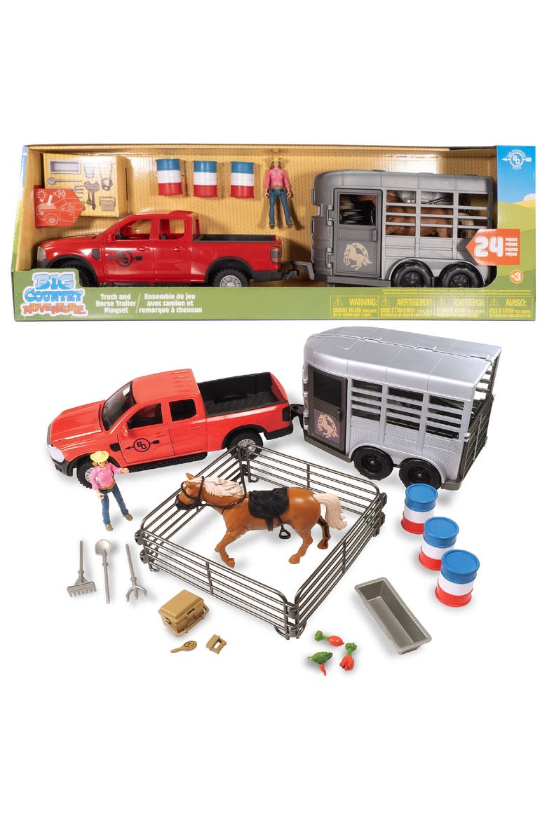 Truck & Horse Trailer Adventure, 24 piece Rodeo Toy Playset, 3+, Alternate, color, Multicolored