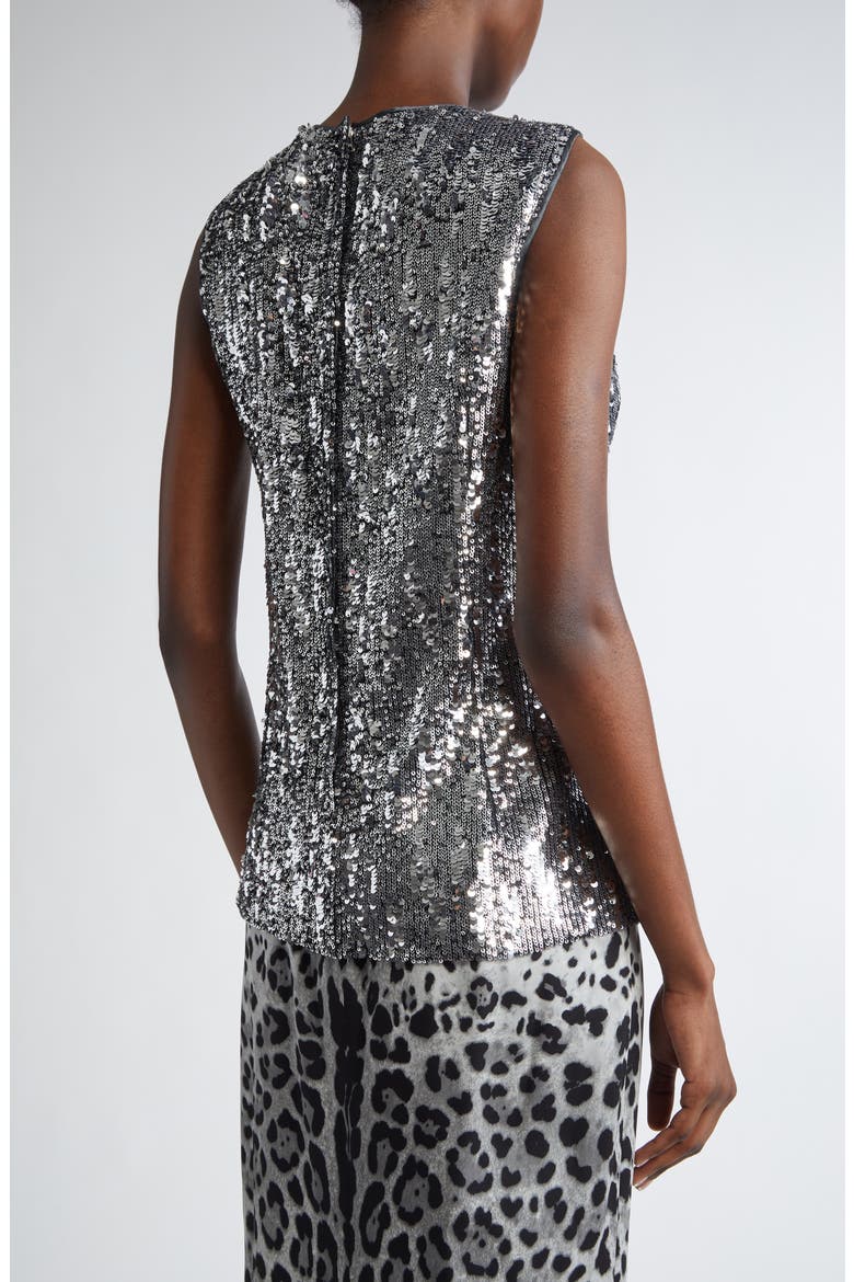 Sequin Sleeveless Top, Alternate, color, ARGENTO
