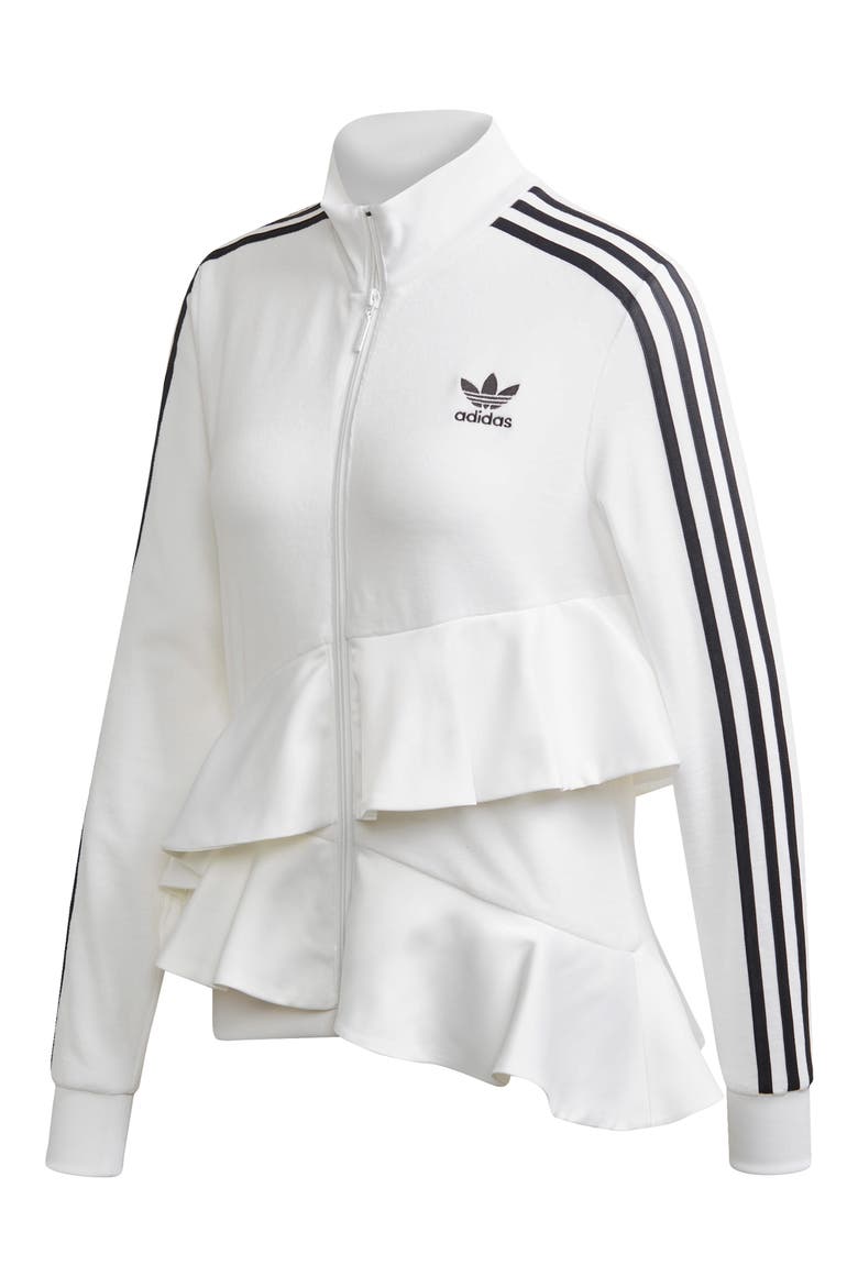 Ruffle Track Jacket, Alternate, color, WHITE