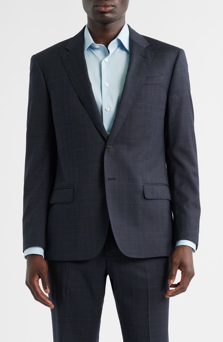 Emporio Armani Charcoal Grey Plaid Wool Suit, Alternate, color, 