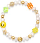 Nialaya Pair Of Dice Pearl Bracelet