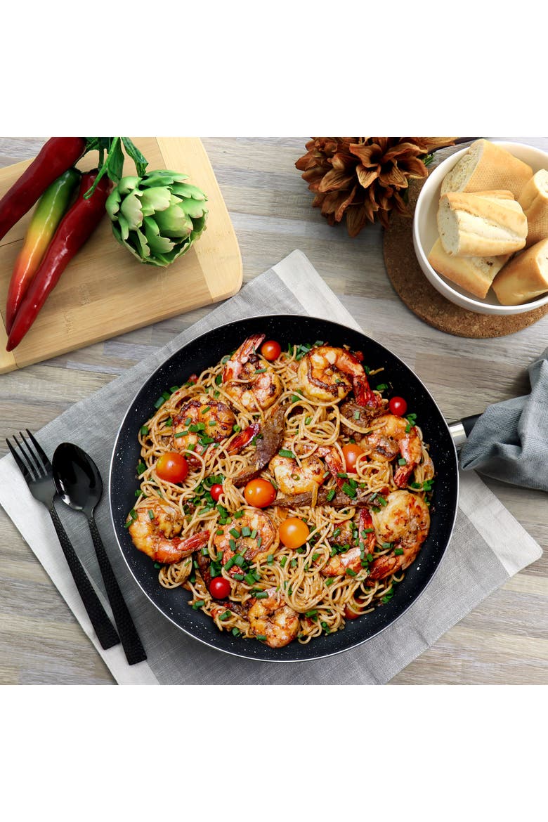 Luneta 12 Inch Aluminum Nonstick Frying Pan With Bakelite Handle, Alternate, color, Black