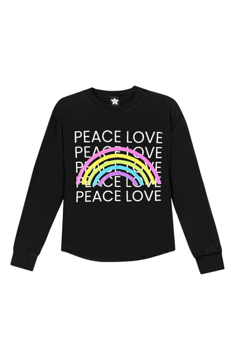 Kids' Peace Love Rainbow Graphic Long Sleeve Tee