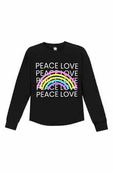 Kids' Peace Love Rainbow Graphic Long Sleeve Tee
