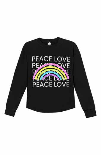 Kids' Peace Love Rainbow Graphic Long Sleeve Tee