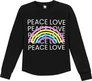 PixieLane Kids' Peace Love Rainbow Graphic Long Sleeve Tee