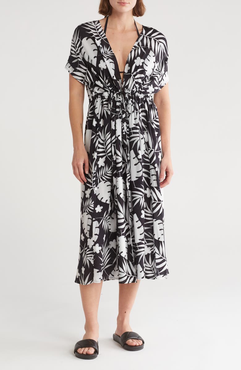 NORDSTROM RACK Floral Short Sleeve Cover-Up Dress, Main, color,