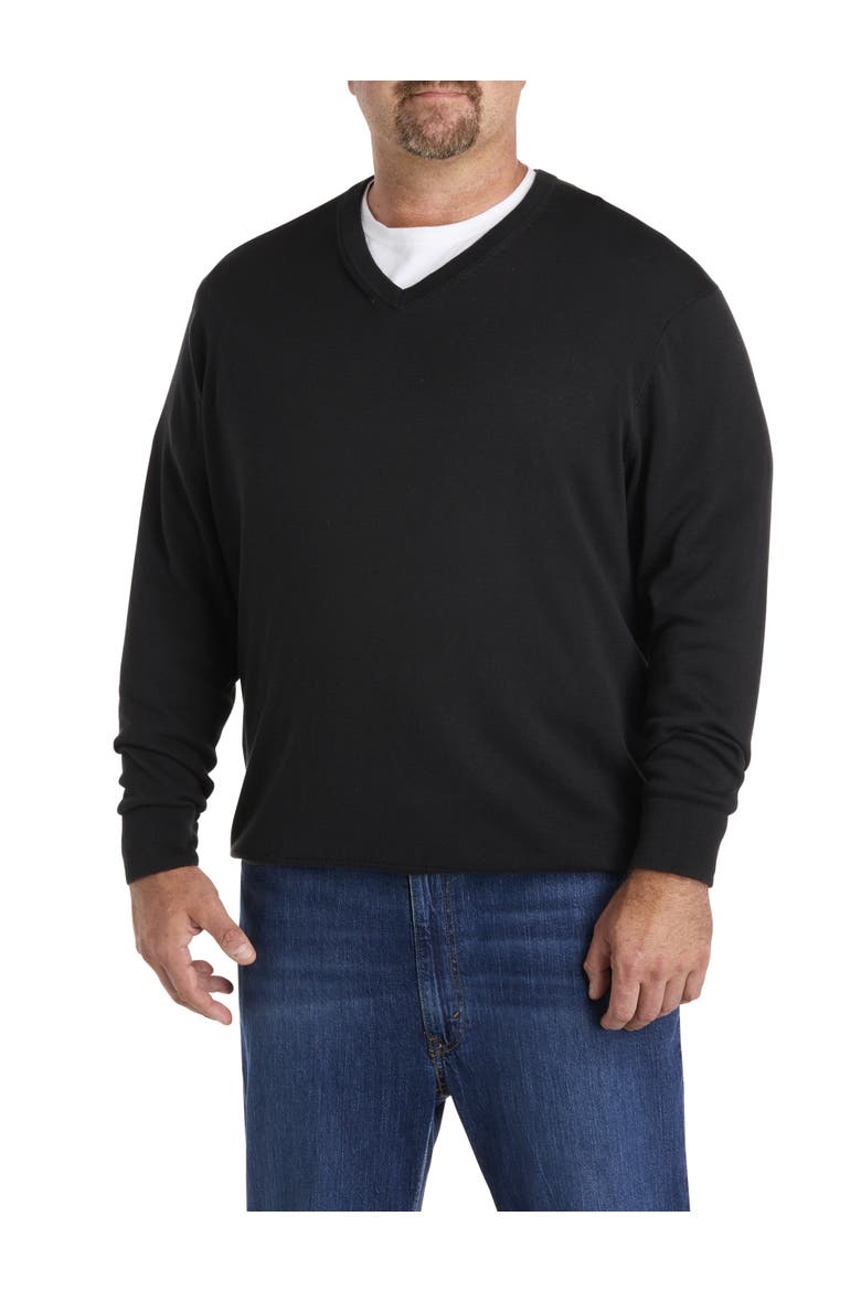 Big & Tall V-neck Pullover, Main, color, BLACK