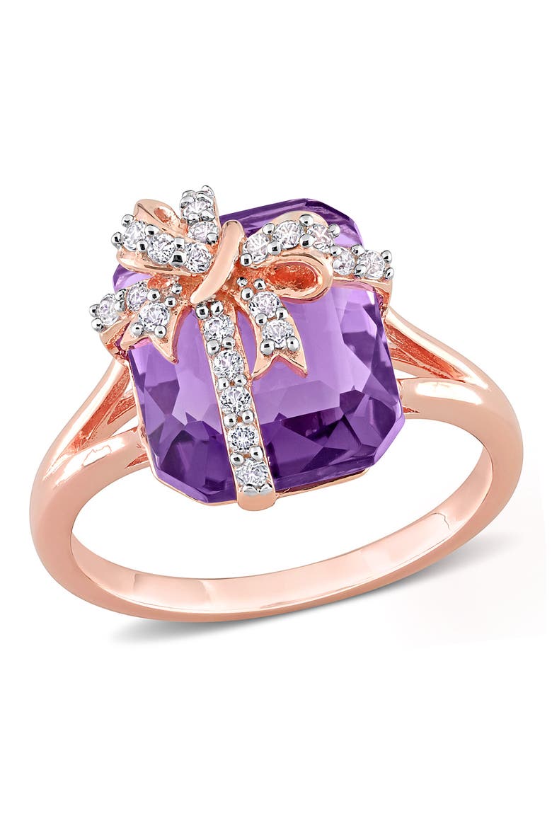 Sterling Silver Amethyst White Topaz Ring, Main, color, PURPLE