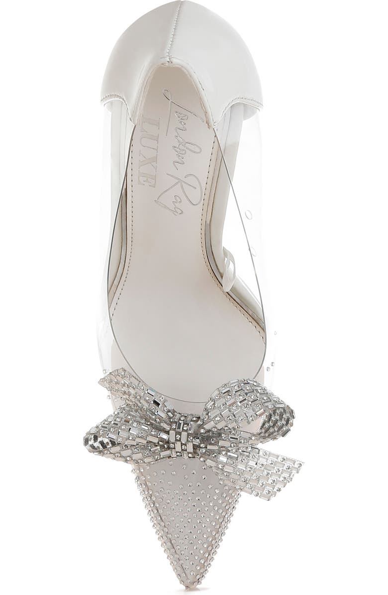 LONDON RAG Erika Crystal Embellished Bow Clear & Metallic Pump, Alternate, color, White