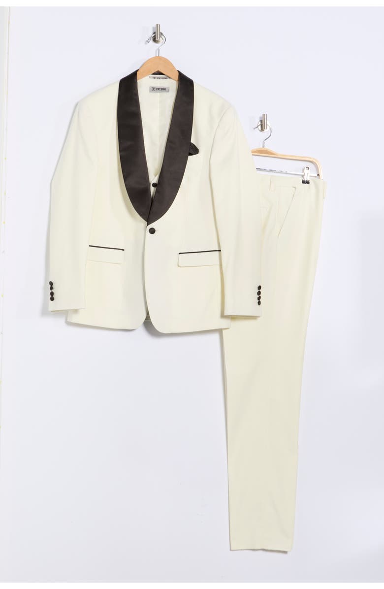 ZEGARIE Ivory Shawl Collar 3-Piece Tuxedo, Alternate, color, Ivory/Black