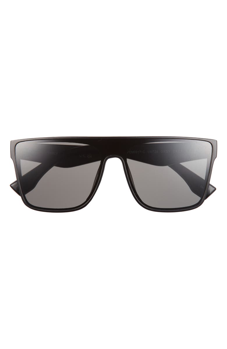 Vince Camuto Flat Top Shield Sunglasses, Main, color, Black Grey
