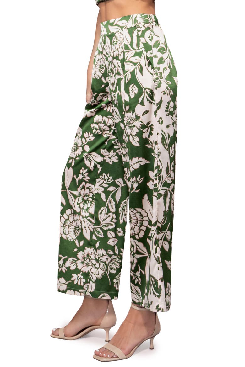 Floral Satin Pants, Alternate, color, GREEN FLORAL