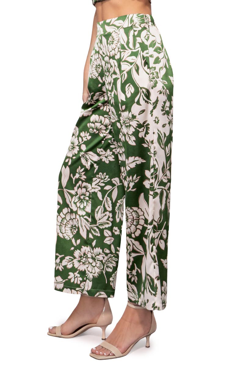 MELLODAY Floral Satin Pants, Alternate, color, Green Floral