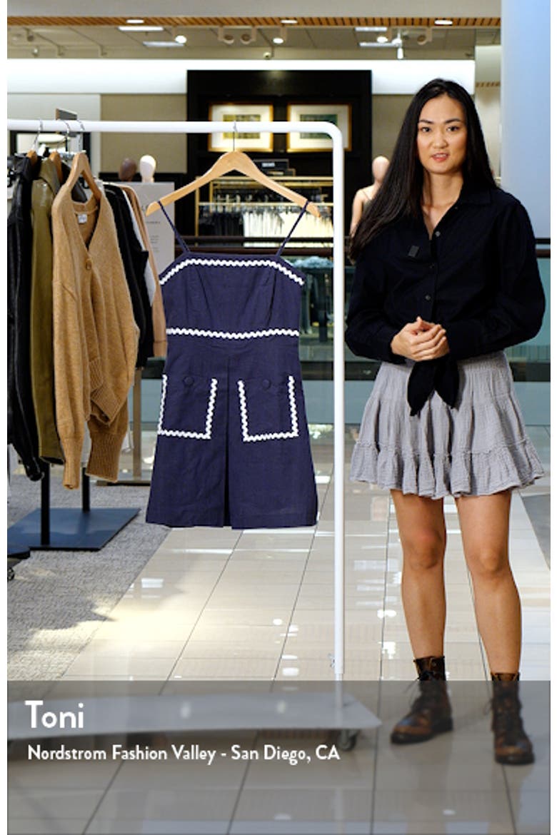 Rickrack Trim Sleeveless Linen & Cotton Minidress video