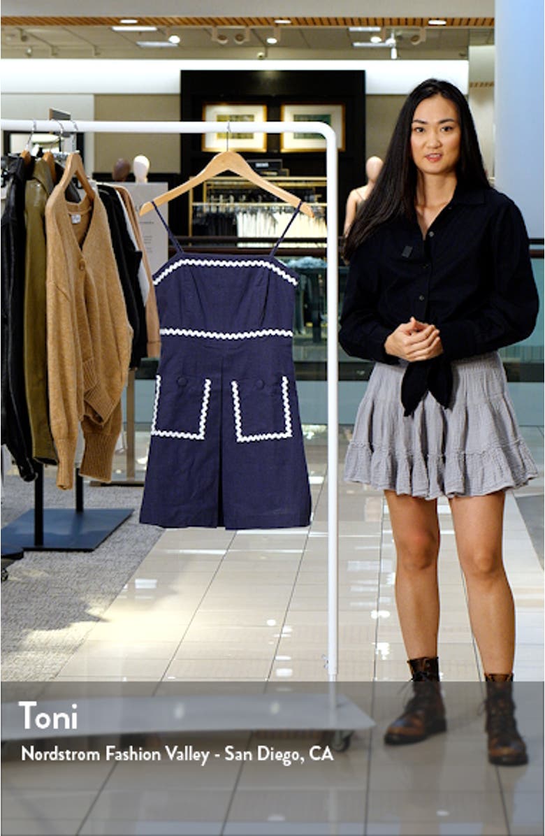 Rickrack Trim Sleeveless Linen & Cotton Minidress, sales video thumbnail