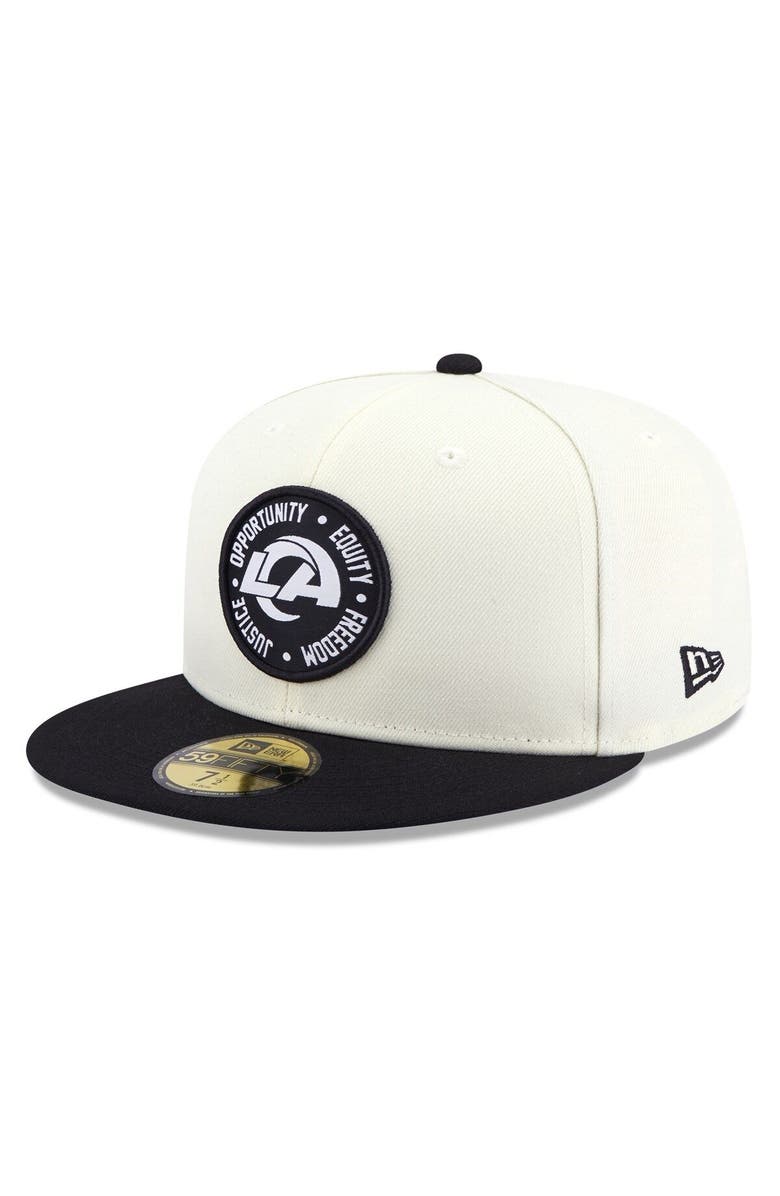 New Era Men's New Era Cream/Black Los Angeles Rams 2022 Inspire Change  59FIFTY Fitted Hat, Main, color, 