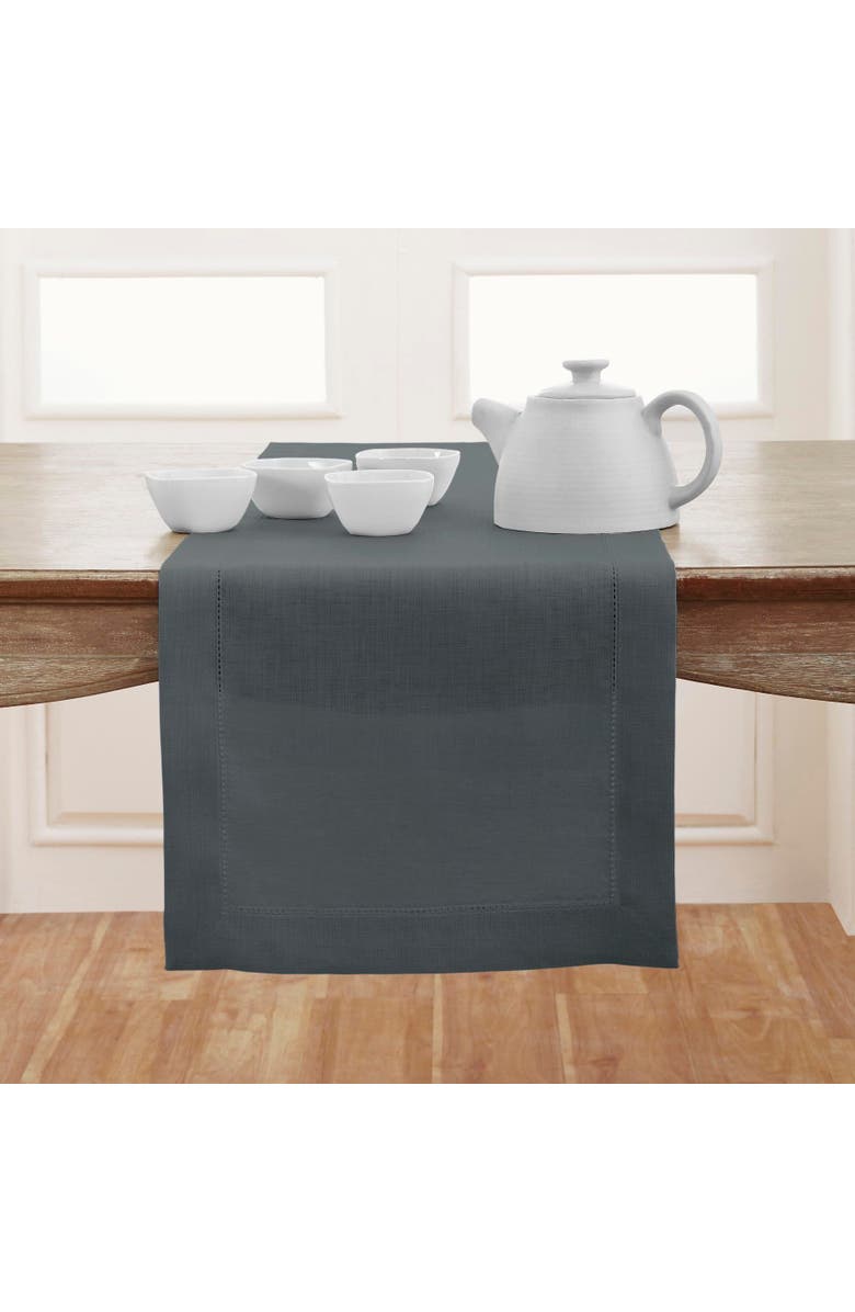 Solino Home Linen Table Runner - Classic Hemstitch, Main, color, Lava Smoke