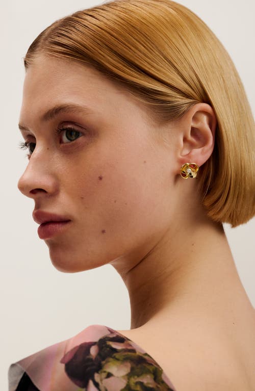 Ted Baker Flores Faux Pearl Stud Earrings In Gold Tone/pearl