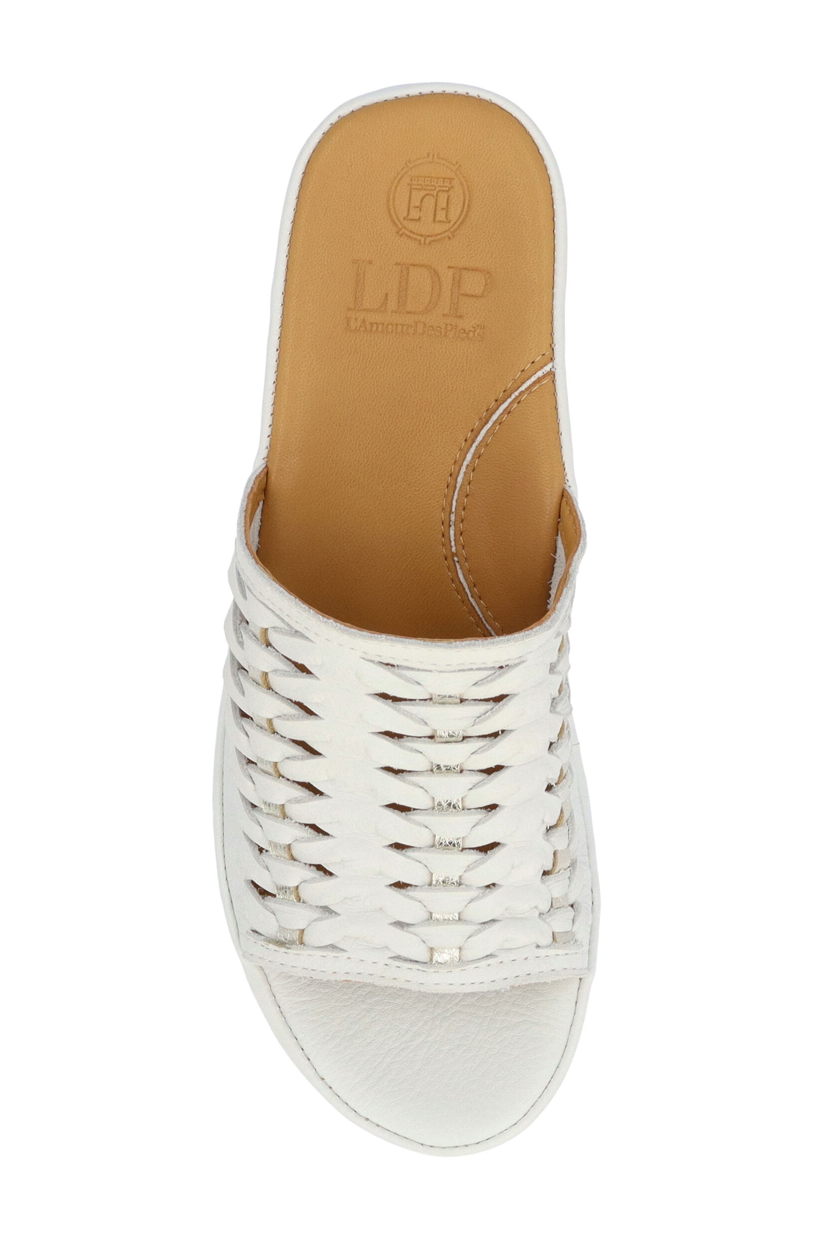L'Amour des Pieds Cyra Platform Wedge Slide Sandal, Alternate, color, White/ Gold